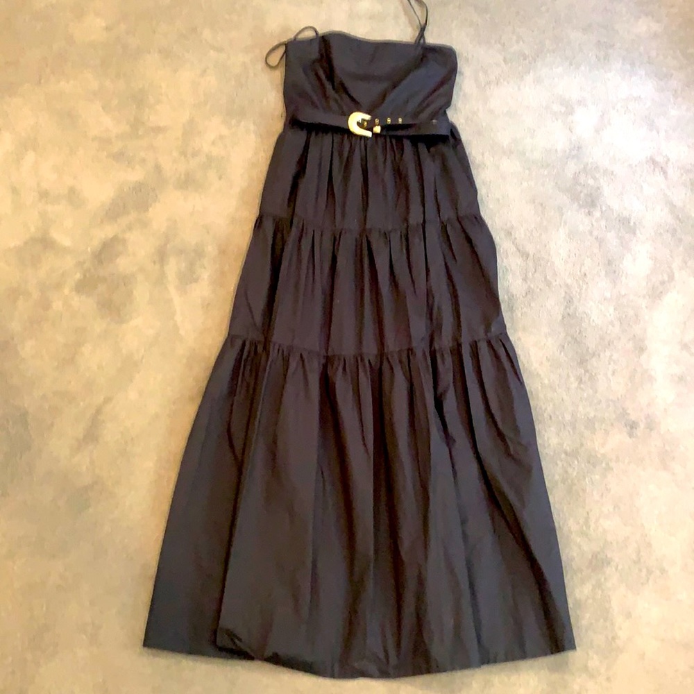 Nicholas black cotton tiered maxi dress